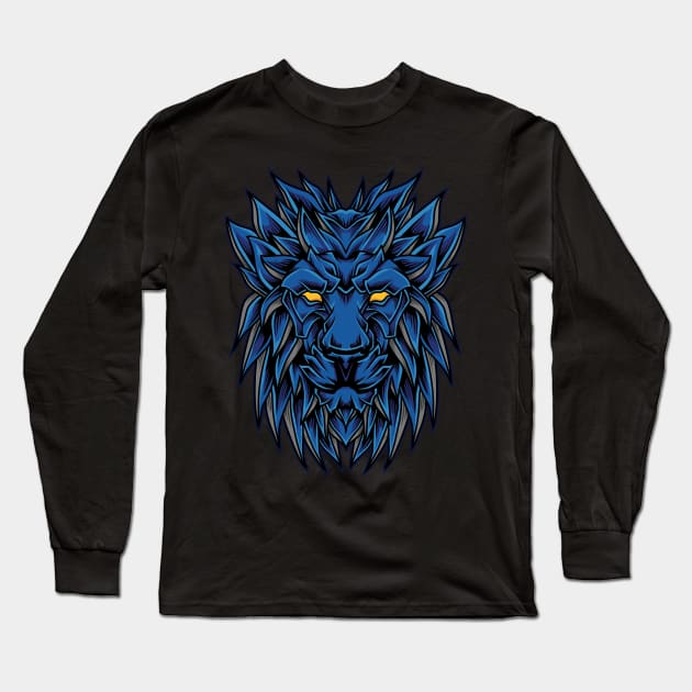 blue lion head Long Sleeve T-Shirt by mrasyidkvec